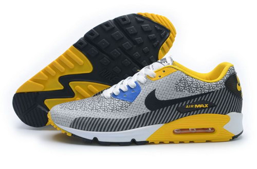 Nike Air Max 90 Jacquard Mens Shoes Light Gray Yellow Online Store